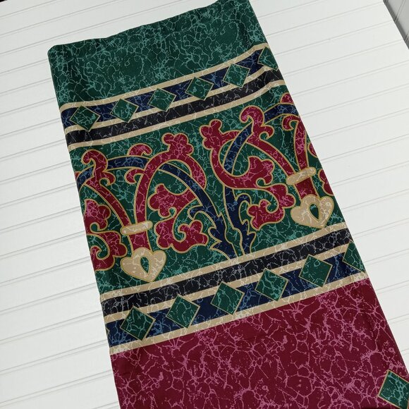 Vintage SPRINGS Shower Curtain 69 x 69 Art Decor Maroon Dark Green Gold 90s - Picture 7 of 15